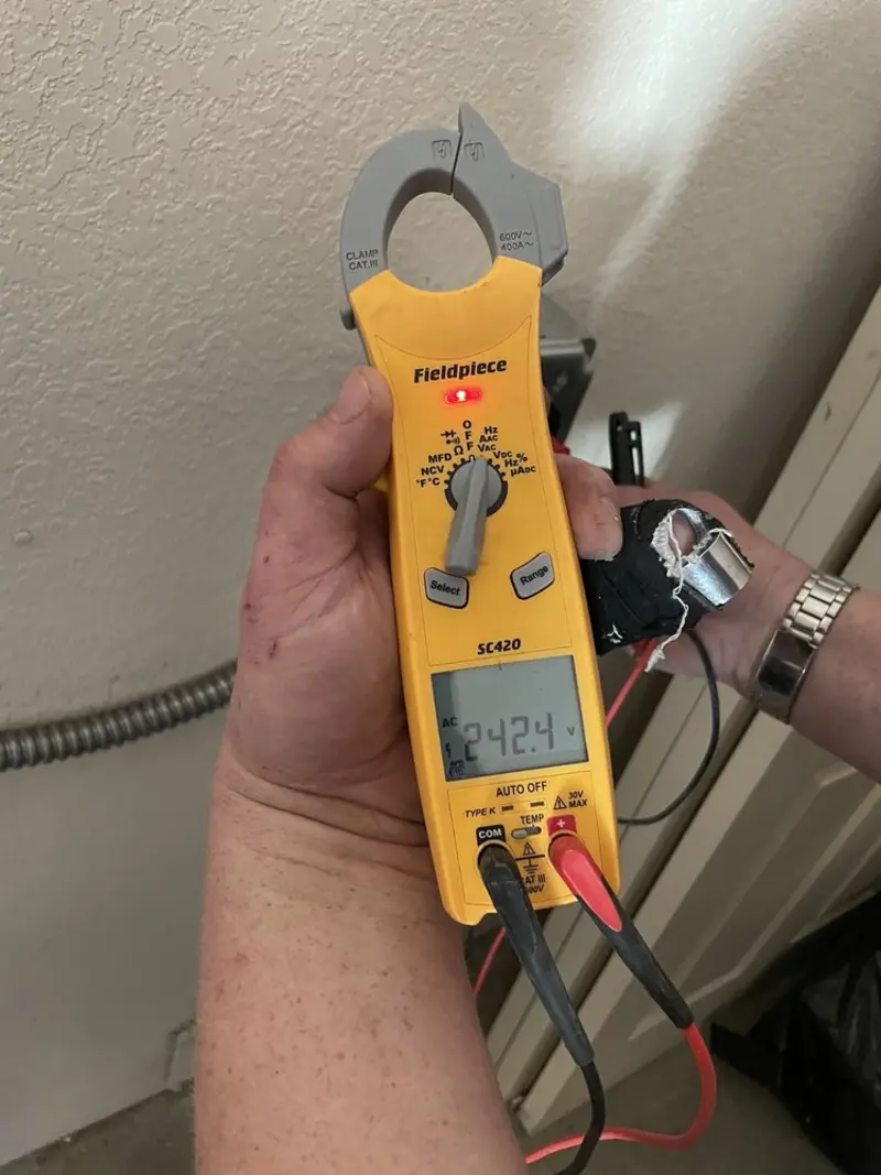 Voltage testing with clamp meter during Hot Tub / Pool Electrical Wiring in Tumwater
